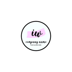 IW Initial handwriting logo template vector
