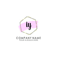 IY Initial handwriting logo template vector