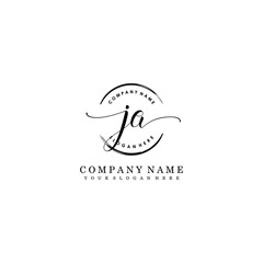 JA Initial handwriting logo template vector