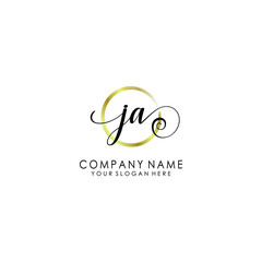 Fototapeta premium JA Initial handwriting logo template vector