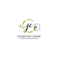 JC Initial handwriting logo template vector