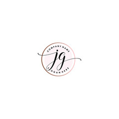 JG Initial handwriting logo template vector