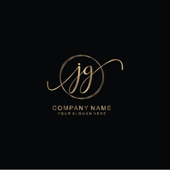 JG Initial handwriting logo template vector