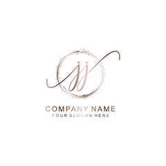 JJ Initial handwriting logo template vector