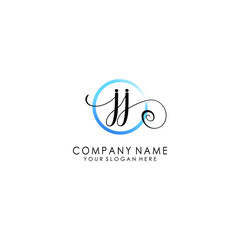 JJ Initial handwriting logo template vector
