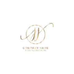 JJ Initial handwriting logo template vector