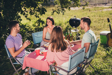 Four nice attractive glad best buddy fellow cheerful cheery guys group meeting talking eating lunch spending weekend free time pastime house enjoying rest relax holiday chill sunny day