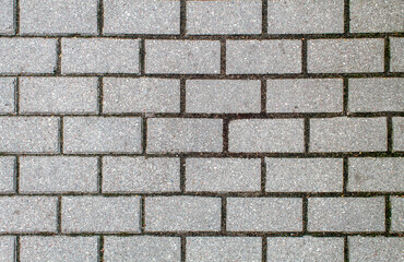 Obraz premium road paved with sidewalk tiles. texture of light gray bricks.