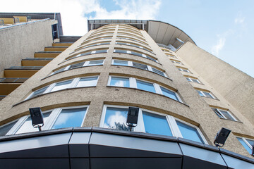 multistorey residential building. bottom view