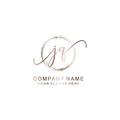 JQ Initial handwriting logo template vector