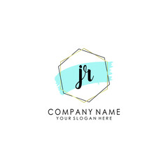 JR Initial handwriting logo template vector