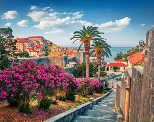 Fabulous morning view of famous Fort Bokar in city of Dubrovnik. Stunning spring cityscape of...