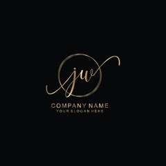 JW Initial handwriting logo template vector