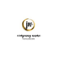 JW Initial handwriting logo template vector