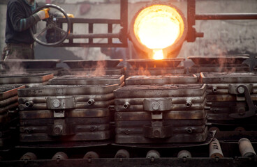 Liquid Molten Steel Industry.  Casting, melting, molding and foundry.