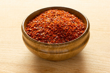 Dried red bell pepper in the plate