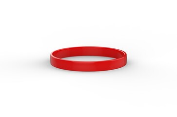 Red silicone wristband mockup template on isolated white background