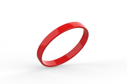 Red silicone wristband mockup template on isolated white background