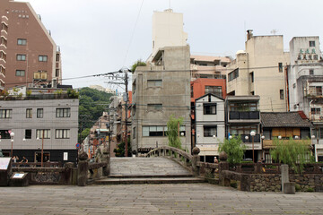 Fototapeta premium Around Meganebashi Bridge in Nagasaki Japan