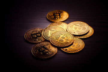 Crypto currency Gold Bitcoin, BTC, Bit Coin. Blockchain
