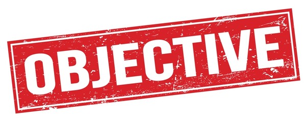 OBJECTIVE text on red grungy rectangle stamp.