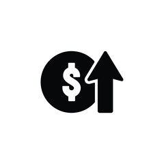 Money with arrow up icon vector on white