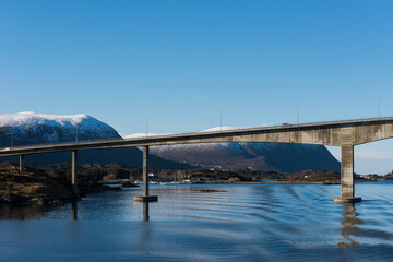 Concrete bridge for traffic connecting communities separated by a fjord in Norway