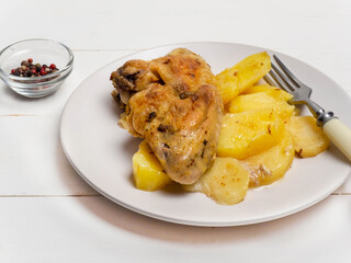 Potato wedges and fried chicken