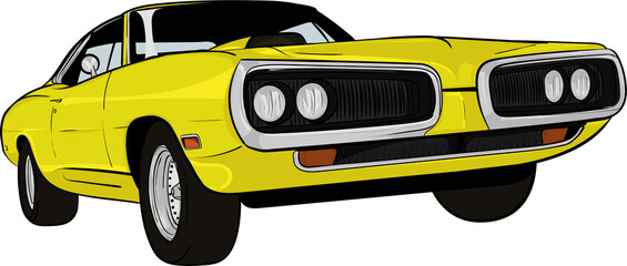 cartoon car,cartoon classic historic car,american muscle car