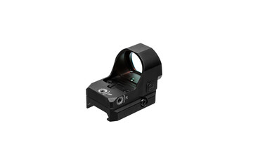 Modern reflex sight isolate on a white back. Optical sight for shooting at short distances.