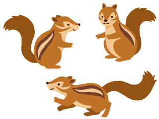 シマリスのイラストセット