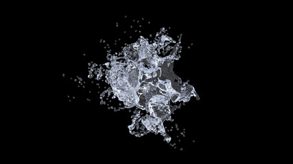 Water Splash on black background. 3d illustration.