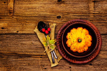 Autumn and Thanksgiving dinner place setting
