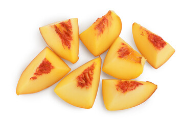 Naklejka na ściany i meble ripe peach isolated on white background with clipping path. Top view. Flat lay pattern