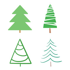 Colorful christmas tree on white. Hand drawn abstract christmas trees