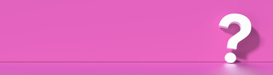 Question mark in front of a red color wall background. Business support concept - 3D Rendering.