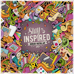 Cartoon vector doodles Art card. Artistic funny border