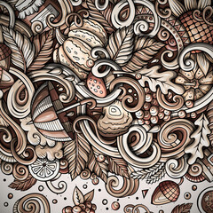 Cartoon cute doodles hand drawn Autumn frame design