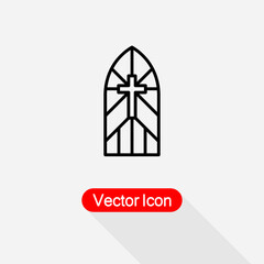 Church Stain Glass Window Icon Vector Illustration Eps10