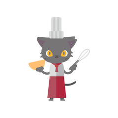 パティシエの黒猫のイラスト