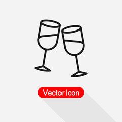 Clinking Glasses Icon, Wineglass Icon Vector Illustration Eps10