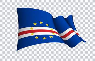 Cape Verde flag state symbol isolated on background national banner. Greeting card National Independence Day of the Republic of Cape Verde. Illustration banner with realistic state flag.