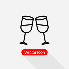Clinking Glasses Icon, Wineglass Icon Vector Illustration Eps10
