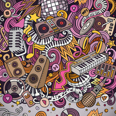 Fototapeta premium Cartoon vector doodles Disco music frame
