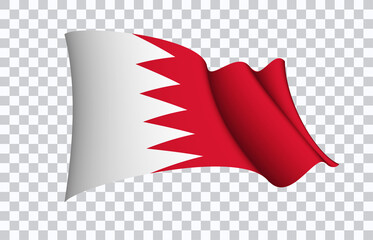 Obraz premium Bahrain flag state symbol isolated on background national banner. Greeting card National Independence Day of the kingdom of Bahrain. Illustration banner with realistic state flag.