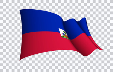 Haiti flag state symbol isolated on background national banner. Greeting card National Independence Day of the Republic of Haiti. Illustration banner with realistic state flag.