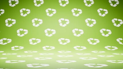 Empty Blank Green Recycle Symbol Pattern Studio Background