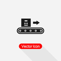 Conveyor Belt With Box Icon Vector Illustration Eps10