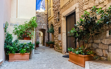 Fototapeta na wymiar Gaeta Italy. The historic center of the city, with its narrow streets and ancient buildings, partly dating back to the Middle Ages.