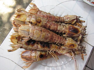grilled indonesia lobster on a plate